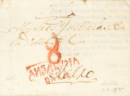 Sobre . 1825. SEVILLA A CERRO PEREA. Marca ANDALVCIA / BAXA, De La Luisiana Aplicada En Tránsito (P.E.1) Edición 2004. M - Autres & Non Classés