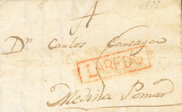 Sobre . 1823. LAREDO A MEDINA DE POMAR. Marca Rectangular LAREDO (P.E.5) Edición 2004. MAGNIFICA Y EXTRAORDINARIAMENTE R - Autres & Non Classés