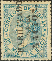 (*)97HN. 1868. 25 Mils Azul. HABILITADO / POR LA / NACION, De Madrid. MAGNIFICO. - Autres & Non Classés