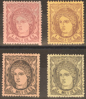 *102(2), 103(2). 1870. 1 Mils Violeta Sobre Salmón, 1 Mils Castaño Sobre Anteado, 2 Mils Negro Sobre Salmón Y 2 Mils Neg - Autres & Non Classés