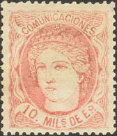 *105. 1870. 10 Mils Carmín Rosa. Muy Bien Centrado. MAGNIFICO. - Autres & Non Classés