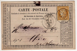 Carte Précurseurs : Timbre Type Cérès : Cachet Thizy Et Cours - 1849-1876: Periodo Clásico