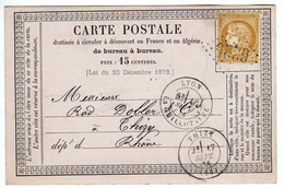 Carte Précurseurs : Timbre Type Cérès : Cachet Thizy Et Lyon - 1849-1876: Periodo Clásico