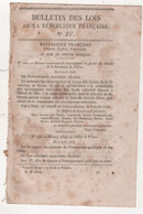 1848 BULLETIN DES LOIS N°25 - BLESSES REVOLUTION DE FEVRIER - COLLEGE DE FRANCE - EMOLUMENTS GREFFIERS ET HUISSIERS - Decreti & Leggi