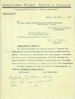 Spich Bei Troisdorf 1934 Deko Rechnung " Gebrüder Billen Hoch- Tiefbau Eisenbeton- Baugeschäft " - Transportmiddelen