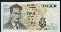 BELGIUM  P132b  20  FRANCS   15.6.1964  #3C       F-V - 20 Francs