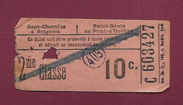 061120 - TICKET TRANSPORT TRAIN TRAM LYON - Sept Chemins Brignais Saint Genis Pont D'Oullins 409 10c 2me Cl C603427 - Europa