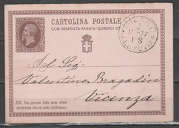 ITALIA 1877 - Cartolina Postale Con Risposta Pagata 15 C. - Annullo Milano      (g6751) - Entiers Postaux