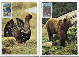 ANDORRE FRANCAIS CARTE MAXIMUM DES N°210 / 211 FAUNE AVEC OBLITERATION 1er JOUR ANDORRE-LA-VIEILLE 24 AVRIL 1971 - Maximum Cards