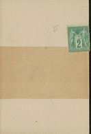 JURA - MOREZ EN JURA - SAGE - N°74 2c VERT NON ANNULE SUR CARTE DE VISITE AVIS DE PASSAGE - COTE TIMBRE SEUL SUR LETTRE - 1877-1920: Semi Modern Period