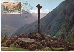 ANDORRE FRANCAIS CARTE MAXIMUM DU N°159A CROIX GOTHIQUE DE........AVEC OBLITERATION 1er JOUR ANDORRE-LA-VIEILLE 24-4-65 - Maximumkaarten