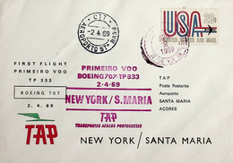 1969 United States 1st TAP Flight New York - Santa Maria - 3c. 1961-... Storia Postale