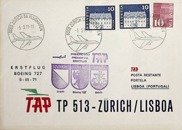1971 Switzerland 1st TAP Flight Zurich - Geneva - Lisbon (Link Between Zurich And Lisbon) - Premiers Vols
