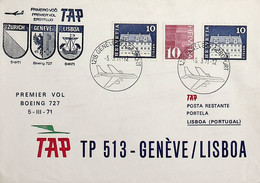 1971 Switzerland 1st TAP Flight Zurich - Geneva - Lisbon (Link Between Geneva And Lisbon) - First Flight Covers