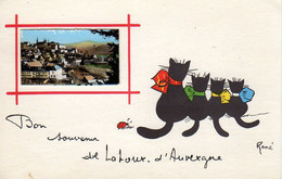 Animaux : Chats   : Illustrateurs René : Bon Souvenir De La Tour D'Auvergne - Katten