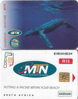 S. Africa - MTN - Whale Route - Orca Whale Swimming #6, R15, Solaic 03, 2000, 50.000ex, Used - Südafrika