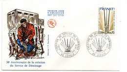 1975 -- FDC-- 30° Anniversaire De La Création Du Service De Déminage -- Cachet  LEPUIX - 90 - 1970-1979