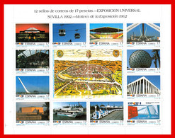 SEVILLA ESXPO 92 - HOJA CONMEMEMORATIVA DE ESPAÑA - NUEVO-. (12 SELLOS DE 17 Ptas. EXPOSICIÓN UNIVERSAL) - Hojas Conmemorativas