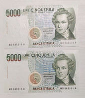 5000 Lire Bellini Consecutive - 5000 Lire