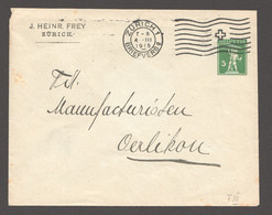 1915  Enveloppe J. Heinr. Frey  Fils De Tell 5 Rp Vert - Entiers Postaux