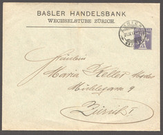 1917  Enveloppe Basler Handelsbank - Fils De Tell 3 Rp Violet - Enteros Postales