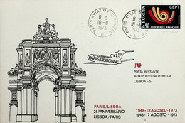 1973 France 25th Anniversary Of The 1st  TAP Flight Paris - Lisbon - First Flight Covers