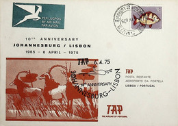 1975 South Africa 10th Anniversary Of The 1st TAP Flight Johannesburg - Lisbon - Luftpost