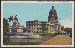 POS-1617 CUBA POSTCARD 1951 CAPITOL & INDIA FOUNTAIN TO USA. CAPITOLIO Y FUENTE DE LA INDIA - Used Stamps