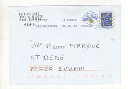 Enveloppe Prêt à Poster FRANCE 20g Oblitération LA POSTE 04753A 08/04/2010 - PAP: Aufdrucke/Blaues Logo