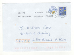 Enveloppe Prêt à Poster FRANCE 20g Oblitération LA POSTE 01033A 06/08/2010 - PAP: Ristampa/Logo Bleu