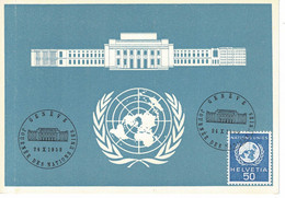 CARTE MAXIMUM SUISSE  GENEVE JOURNEE DES NATIONS UNIES 1959 - Cartoline Maximum