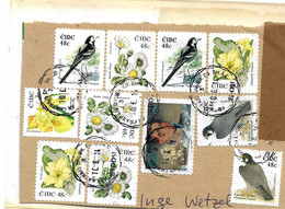 IRLAND001 / Fragment Mit 11 Marken (Vögel, Blumen) 2014 - Used Stamps