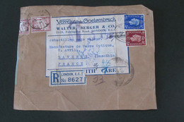 Grande Bretagne Colis Recommandé Taxé 27 08   1935 De Londres Pour Saverne - Covers & Documents