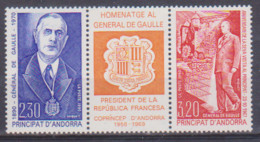 Triptyque  D'Andorre Française De 1972 Charles De Gaulle 3 TP  MNH ** - Other & Unclassified