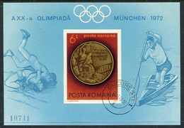 ROMANIA 1972 Olympic Medals Imperforate Block Used.  Michel Block 101 - Usado