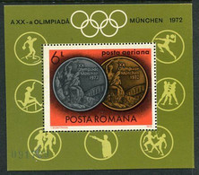 ROMANIA 1972 Olympic Medals  Block MNH / **.  Michel Block 100 - Blocks & Kleinbögen