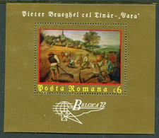 ROMANIA 1972 BELGICA '72 Stamp Exhibition Block MNH / **.  Michel Block 96 - Nuovi