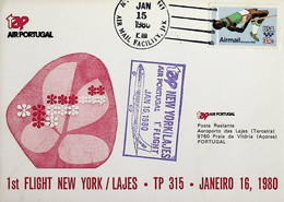 1980 United States 1st TAP Flight New York - Lajes - 3c. 1961-... Lettres