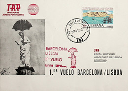 1980 Spain 1st TAP Flight Barcelona - Lisbon - Covers & Documents