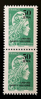 France 2020 Marianne L'Engagée Paire Verticale Lettre Verte 20g Surchargée 50 Ans Gravés Dans L'Histoire Imprimerie ** - Unused Stamps