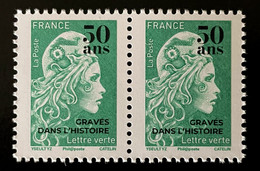 France 2020 Marianne L'Engagée Paire Horizontale Lettre Verte 20g Surchargée 50 Ans Gravés Dans L'Histoire Imprimerie ** - Unused Stamps