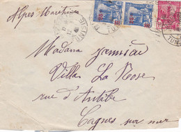 TUNISIE,1940, 3 TP Surcharge Sur Enveloppe - Altri & Non Classificati