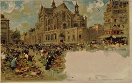 11918 Paris  - Illustrateur  LOIR  LUIGI :  LES HALLES - SAINT EUSTACHE   Lithographie   Dos Non Divisé, D'avant 1904 - Loir