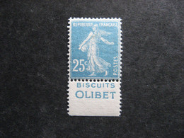 TB N° 140g, Neuf X. Avec PUB Inférieure " OLIBET " ( Biscuits). - Unused Stamps