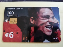 PORTUGAL   CHIPCARD  100 Units    MAN ON PHONE      Nice  Fine Used      **3717** - Portugal