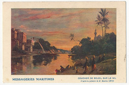 CPA PUB Messageries Maritimes => EGYPTE - Coucher De Soleil Sur Le Nil, D'après Peinture De Maurice Lévis - Andere & Zonder Classificatie