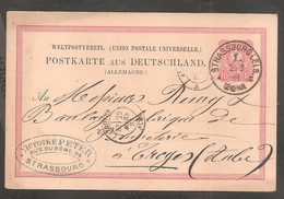 Entier Postal   Allemagne   10 Pf   Oblit  SRASBOURG  1883 - Other & Unclassified