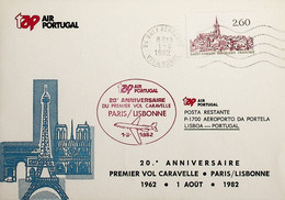 1982 France 20th Anniversary Of The 1st TAP Caravelle Flight Paris - Lisbon - First Flight Covers