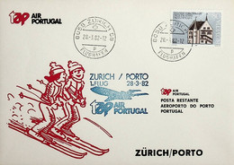 1982 Switzerland 1st TAP Flight  Zurich - Oporto - First Flight Covers