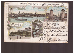 Gruss Aus Reval 1898 Litho Old Postcard - Estland